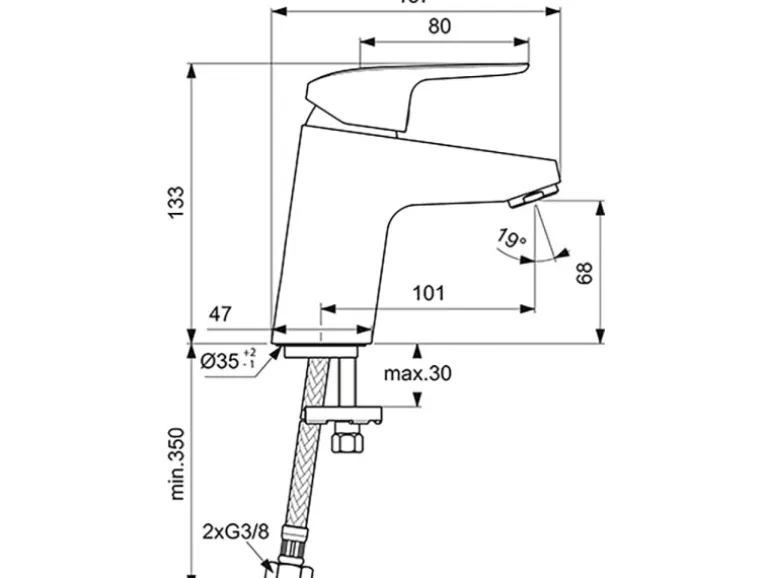 Ideal Standard Waschtischarmatur Ceraflex ohne Ablaufgarnitur Chrom