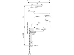 Ideal Standard Waschtischarmatur Ceraplan Chrom ohne Ablaufgarnitur m. Kette H75
