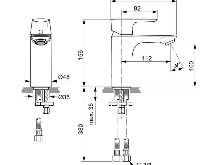 Ideal Standard Waschtischarmatur Connect Air o. Ablaufgarnitur Chrom