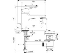 Ideal Standard Waschtischarmatur Ceraplan Chrom H75 Idealfix-Befestigung