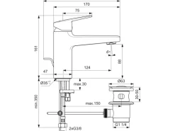 Ideal Standard Waschtischarmatur Ceraplan Chrom H90 Idealfix-Befestigung