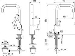 Ideal Standard Waschtischarmatur Tesi mit hohem Auslauf Chrom
