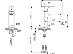 Ideal Standard Waschtischarmatur Connect Air Slim o. Ablaufg. Silver Storm