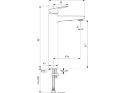 Ideal Standard Waschtischarmatur Ceraplan Chrom ohne Ablaufgarnitur H250