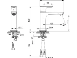 Ideal Standard Waschtischarmatur Connect Air Grande Slim o.Ablaufg. Silver Storm