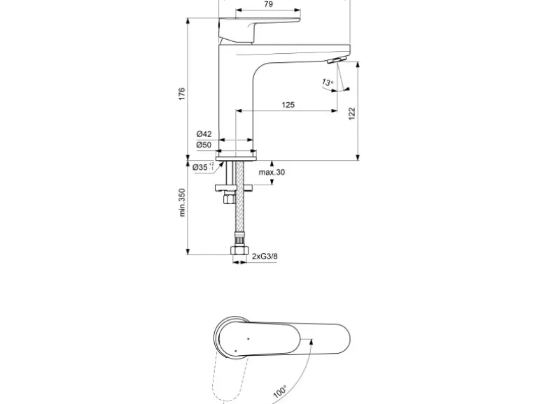 Ideal Standard Waschtischarmatur Cerafine O H120 BlueStart o.Ablgarn. Chrom