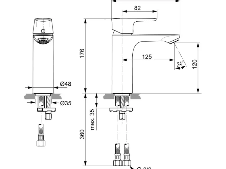 Ideal Standard Waschtischarmatur Connect Air Grande o. Ablaufg. Brushed Gold