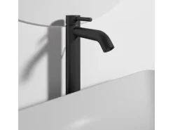 Ideal Standard Waschtischarmatur Ceraline Längerer Sockel + Ablaufgarnitur Black