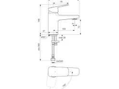 Ideal Standard Waschtischarmatur Ceraplan Chrom o. Ablaufgarnitur BlueStart H75