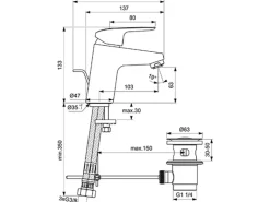Ideal Standard Waschtischarmatur Ceraflex Niederdruck Chrom