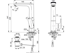 Ideal Standard Waschtischarmatur Connect Air m. hohem schwenkbarem Auslauf Chrom