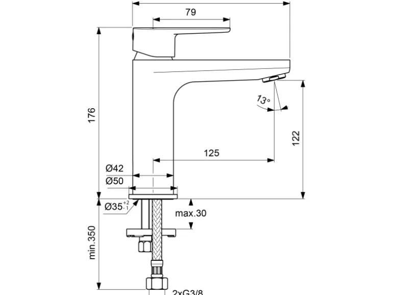 Ideal Standard Waschtischarmatur Cerafine O H120 ohne Ablaufgarnitur Chrom