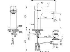Ideal Standard Waschtischarmatur Connect Air Niederdruck Grande Magnetic Grey