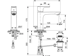 Ideal Standard Waschtischarmatur Connect Air Grande Slim Silver Storm