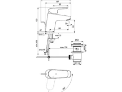 Ideal Standard Waschtischarmatur Ceraflex BlueStart Chrom