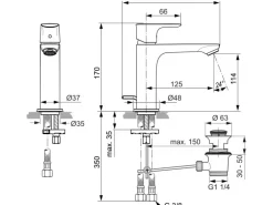 Ideal Standard Waschtischarmatur Connect Air Grande Slim Chrom