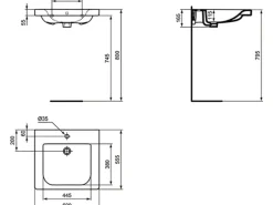 Ideal Standard Waschtisch Connect Freedom 60x55 cm 1 Hahnloch mit Überlauf Weiß