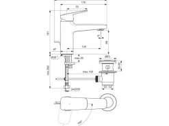 Ideal Standard Waschtischarmatur Ceraplan H90 BlueStart m. Ablaufg. Schwarz Matt