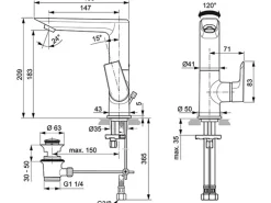 Ideal Standard Waschtischarmatur Tesi hoher Auslauf Chrom