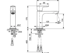 Ideal Standard Waschtischarmatur Connect Air ohne Ablaufgarn. Slim Grande Chrom