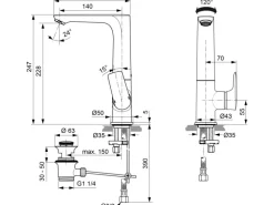 Ideal Standard Waschtischarmatur Connect Air mit hohem Auslauf Silver Storm