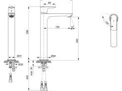 Ideal Standard WT-Armatur CAir BlueStart ver.Sockel o. Ablaufg. Magnetic Grey