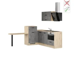 Impuls Küchen Einbauküche IBZ4350LH 225 x 241 cm Beton-Optik ohne E-Geräte