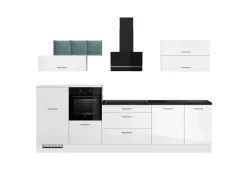 Impuls Küchen Küchenzeile IBZ4320BL 320 cm Weiß Hochglanz ohne E-Geräte