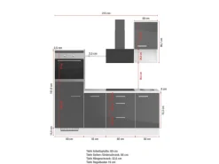 Impuls Küchen Küchenzeile IKZ1215L3 215 cm Rot Hochglanz mit E-Geräten