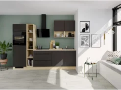 Impuls Küchen Küchenzeile IKZ12807J 280 cm Vulkanbraun mit E-Geräten