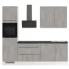 Impuls Küchen Küchenzeile IKZ1260R5 260 cm Beton-Optik Natur mit E-Geräten