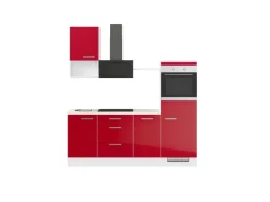 Impuls Küchen Küchenzeile IBZ4215R4 215 cm Rot Hochglanz ohne E-Geräte