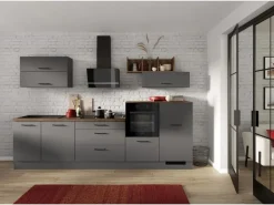 Impuls Küchen Küchenzeile IKZ1320LF 320 cm Grafit  mit E-Geräten