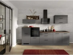 Impuls Küchen Küchenzeile IBZ4320GL 320 cm Grafit  ohne E-Geräte