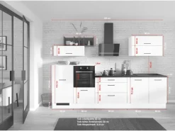 Impuls Küchen Küchenzeile IKZ1320AL 320 cm Weiß Hochglanz mit E-Geräten