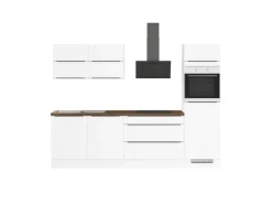 Impuls Küchen Küchenzeile IKZ1280U5 280 cm Weiß mit E-Geräten