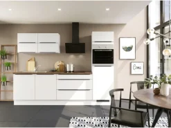 Impuls Küchen Küchenzeile IKZ1280U5 280 cm Weiß mit E-Geräten