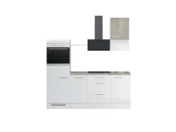 Impuls Küchen Küchenzeile IKZ1215R4 215 cm Weiß Hochglanz mit E-Geräten