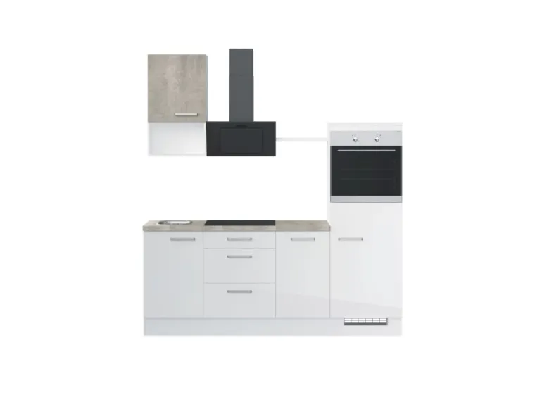 Impuls Küchen Küchenzeile IKZ1215L4 215 cm Weiß Hochglanz mit E-Geräten