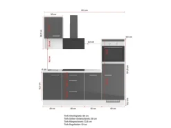 Impuls Küchen Küchenzeile IKZ1215R3 215 cm Rot Hochglanz mit E-Geräten