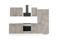 Impuls Küchen Küchenzeile IKZ1310X8 310 cm Beton-Optik natur mit E-Geräten
