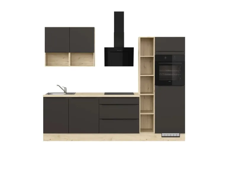 Impuls Küchen Küchenzeile IKZ1280J7 280 cm Vulkanbraun mit E-Geräten