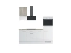 Impuls Küchen Küchenzeile IBZ42155R 215 cm Weiß Hochglanz ohne E-Geräte