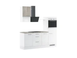 Impuls Küchen Küchenzeile IBZ42155R 215 cm Weiß Hochglanz ohne E-Geräte