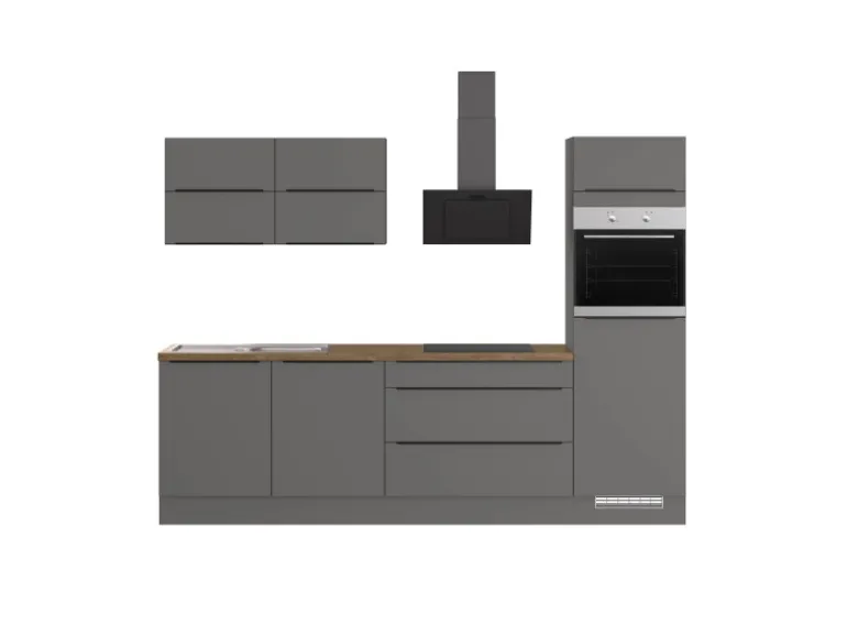 Impuls Küchen Küchenzeile IBZ4280L7 280 cm Grafit ohne E-Geräte