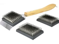 Jim Beam Grillbürste Edelstahl Holzgriff Parawood Inkl. 2 Wechselköpfe