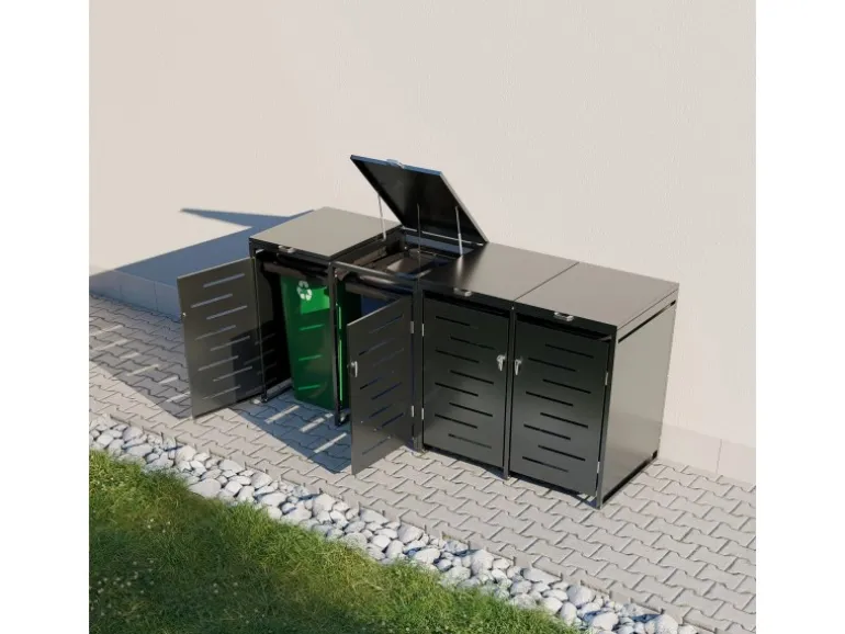 Juskys 4er Metall Mülltonnenbox Arel