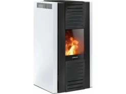 Justus Pelletofen Sirkos Aqua 2.0 Stahl Seidenweiß 9,4 kW wasserführend