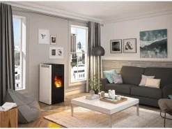 Justus Pelletofen Sirkos Aqua 2.0 Stahl Seidenweiß 9,4 kW wasserführend