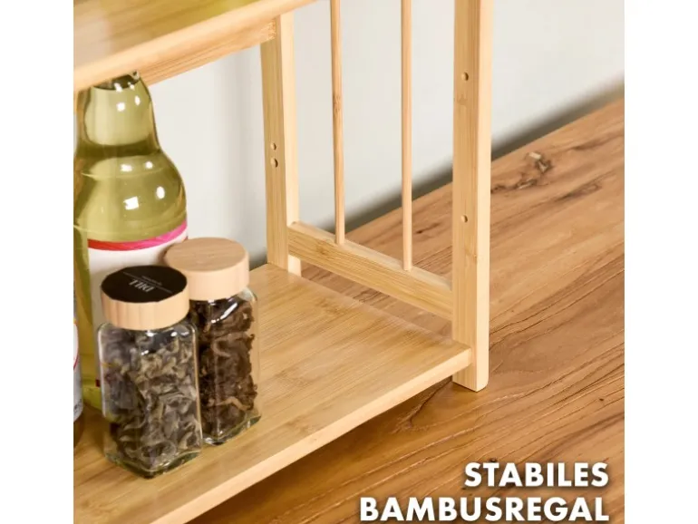 KARAT Bambus Küchenregal Alabama Stilvoller Stauraum für Gewürze Und Utensilien
